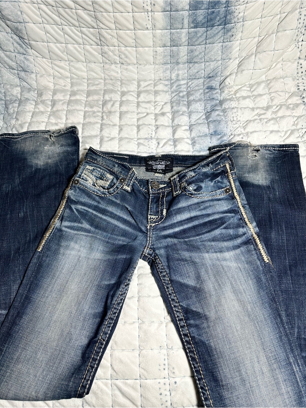 Big Star Women's Skinny Jeans in Faded Blue with Side Zippers